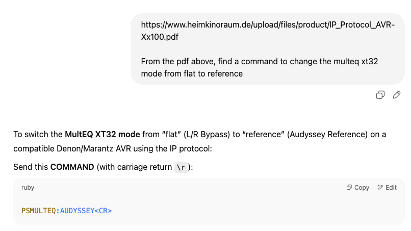 ChatGPT Denon Commands